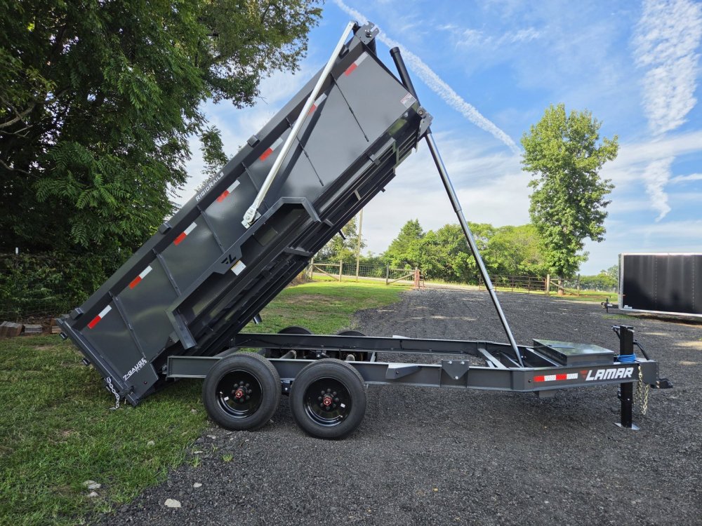 2027 Lamar 7x14 16k Telescopic Dump w/ Upgraded Tarp, 2 Batteries, Solar Charger and 36" Sides
