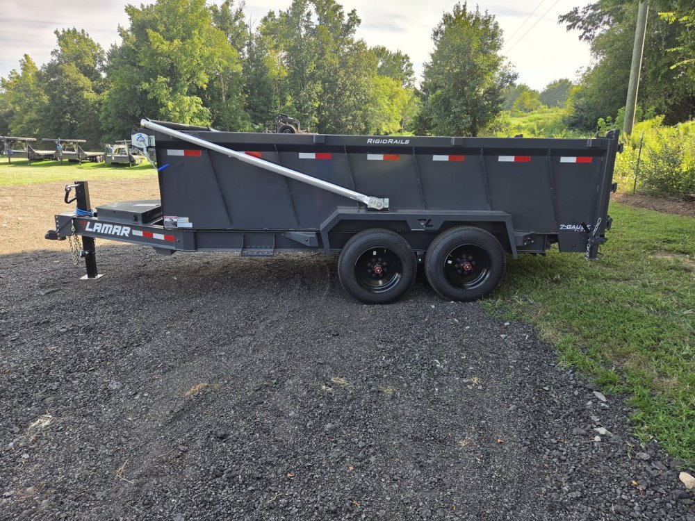 2027 Lamar 7x14 16k Telescopic Dump w/ Upgraded Tarp, 2 Batteries, Solar Charger and 36" Sides