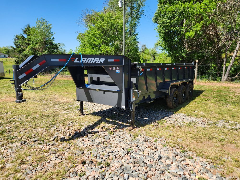 2025 Lamar Trailers 7X16 21K Gooseneck Dump w/ Dual Battery Kit and 36" Sides