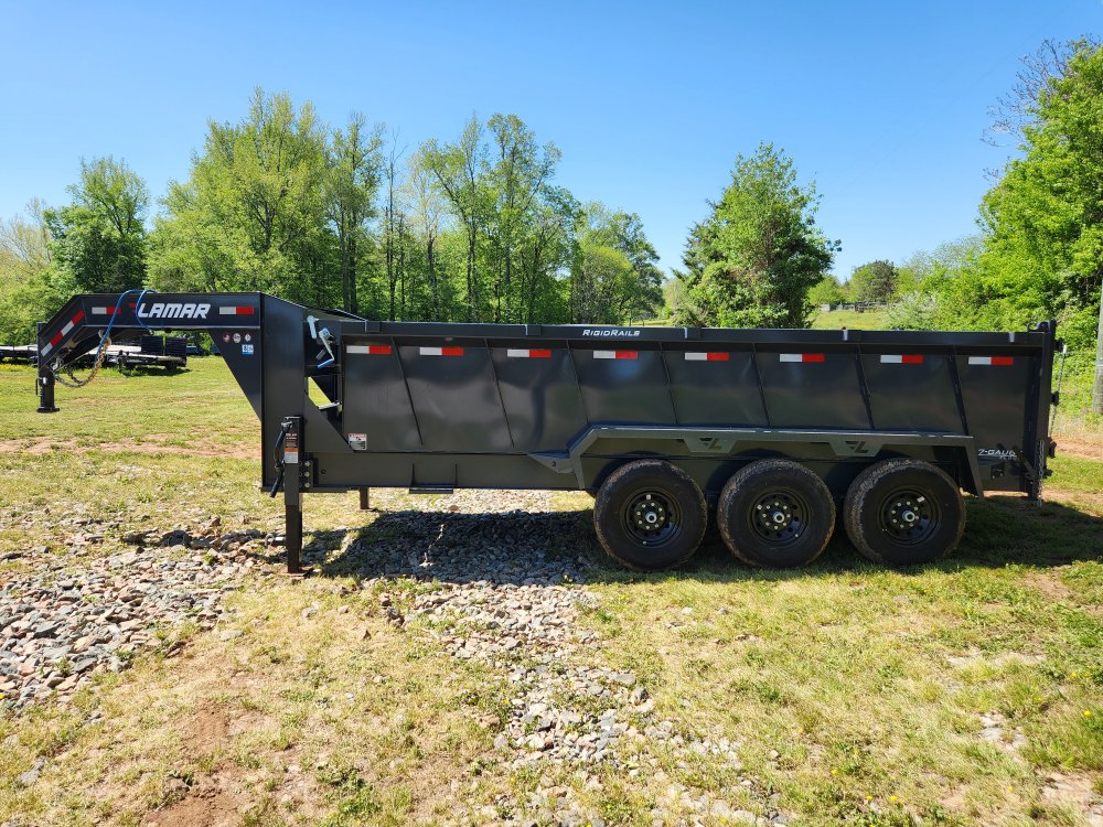 2025 Lamar Trailers 7X16 21K Gooseneck Dump w/ Dual Battery Kit and 36" Sides