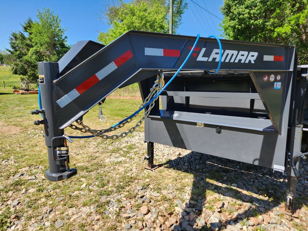 2025 Lamar Trailers 7X16 21K Gooseneck Dump w/ Dual Battery Kit and 36" Sides