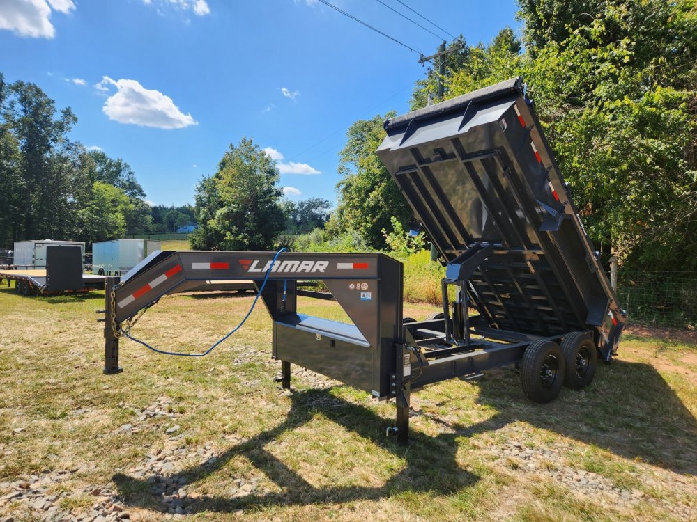 2026 Lamar 7x14 16k Gooseneck Dump w/ Spare Tire and 24" Sides