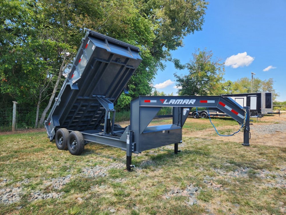 2026 Lamar 7x14 16k Gooseneck Dump w/ Spare Tire and 24" Sides