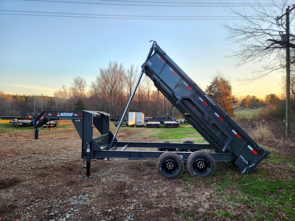 2026 Lamar 7x14 16k Gooseneck Telescopic Dump w/ Spare Tire and 24" Sides
