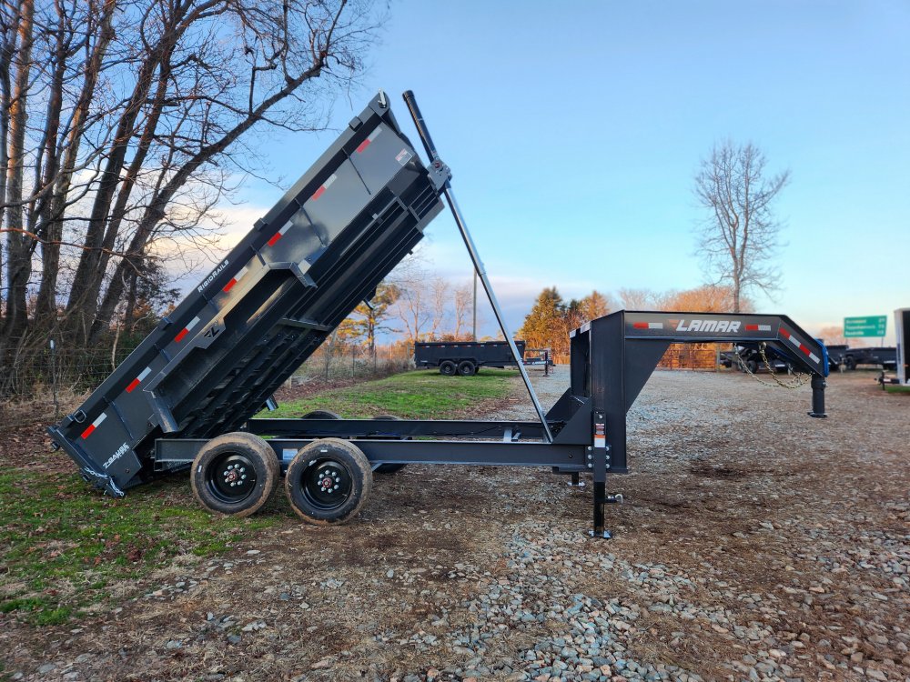 2026 Lamar 7x14 16k Gooseneck Telescopic Dump w/ Spare Tire and 24" Sides