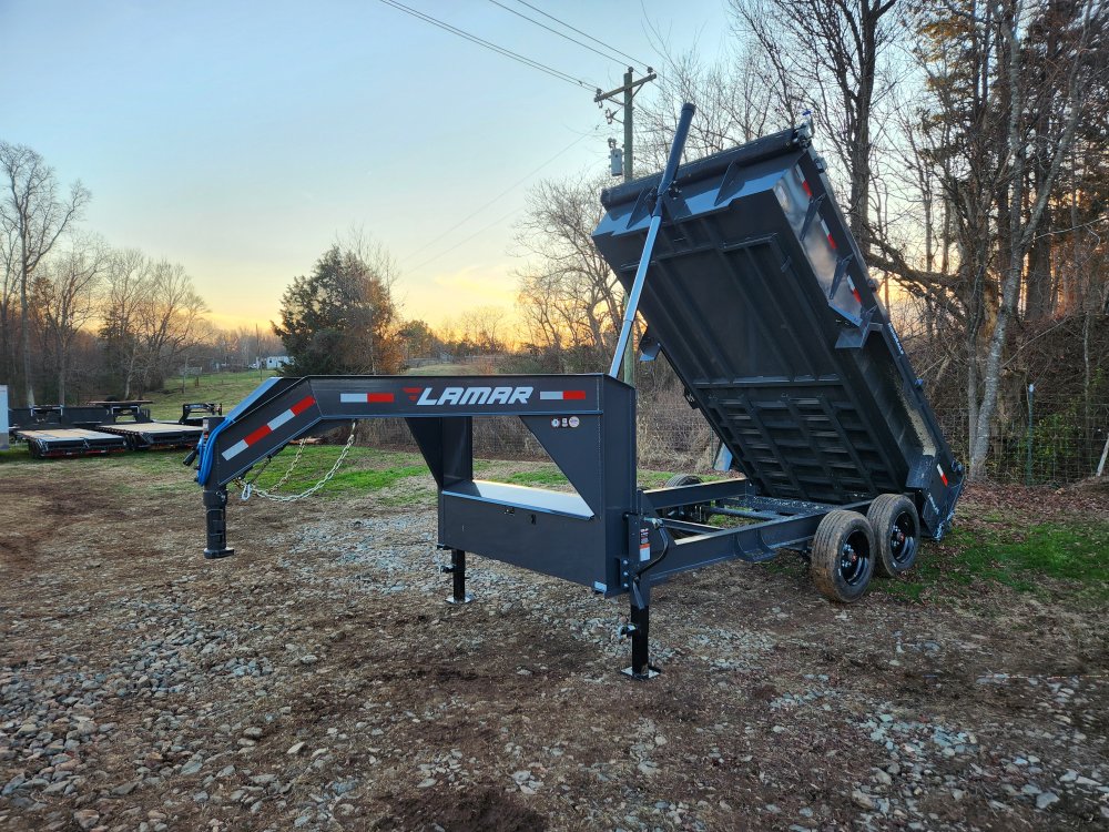2026 Lamar 7x14 16k Gooseneck Telescopic Dump w/ Spare Tire and 24" Sides