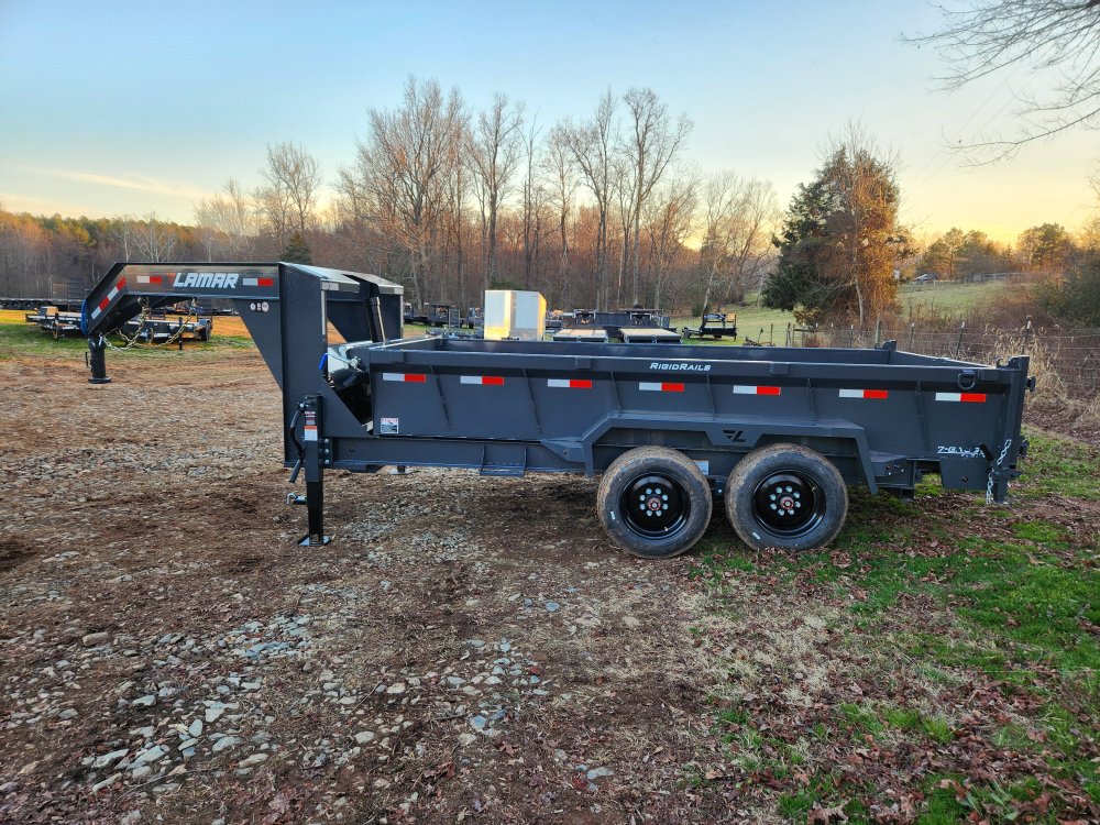 2026 Lamar 7x14 16k Gooseneck Telescopic Dump w/ Spare Tire and 24" Sides