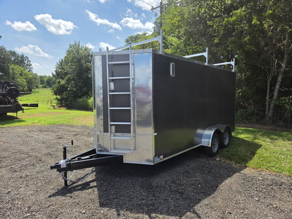 2026 Rock Solid Cargo 7x16 7k Enclosed w/ Ladder Rack, 7' Interior, Polycore Upgrade and Semi-Screwl