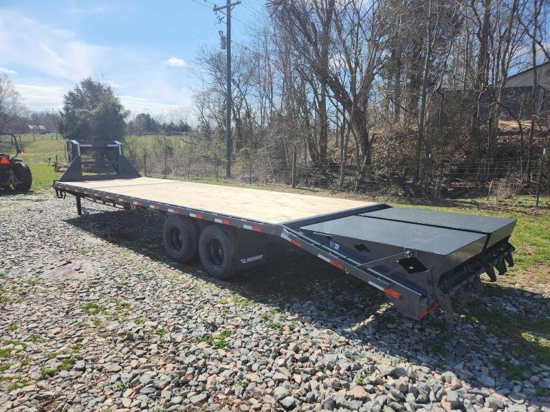 2025 Lamar 102X32 24K Gooseneck Deckover w/ 14 Ply Tires, 6" Raised Neck, Winch Plate, Rhino Ramps a