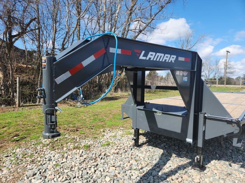 2025 Lamar 102X32 24K Gooseneck Deckover w/ 14 Ply Tires, 6" Raised Neck, Winch Plate, Rhino Ramps a
