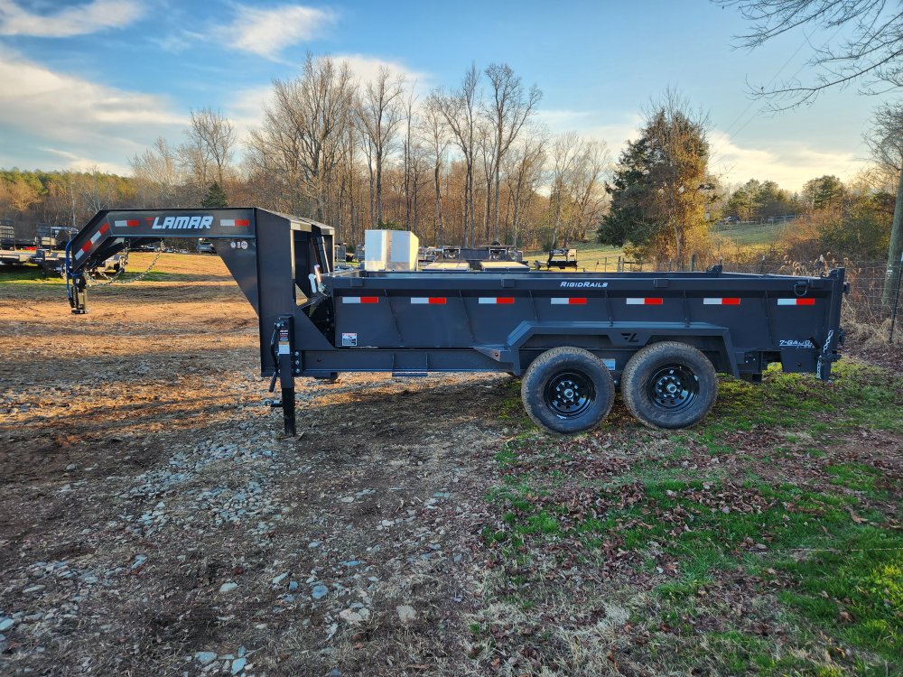 2026 Lamar 7x14 14k Gooseneck Telescopic Dump w/ 24" Sides