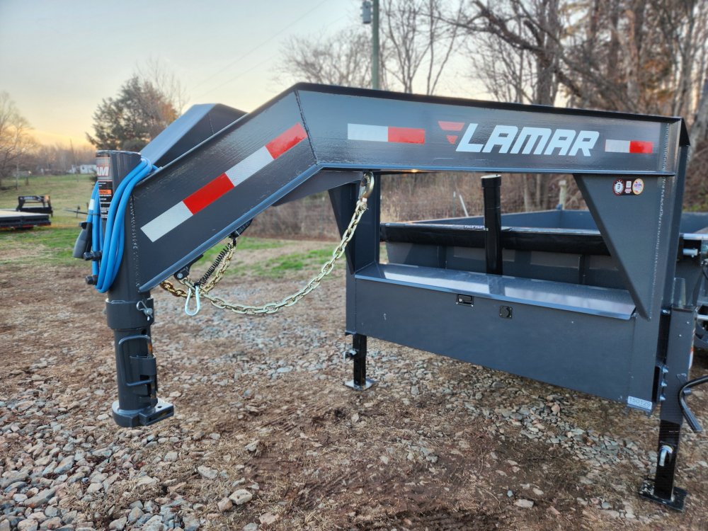 2026 Lamar 7x14 16k Gooseneck Telescopic Dump w/ Solar Charger, 2 Batteries and 24" Sides