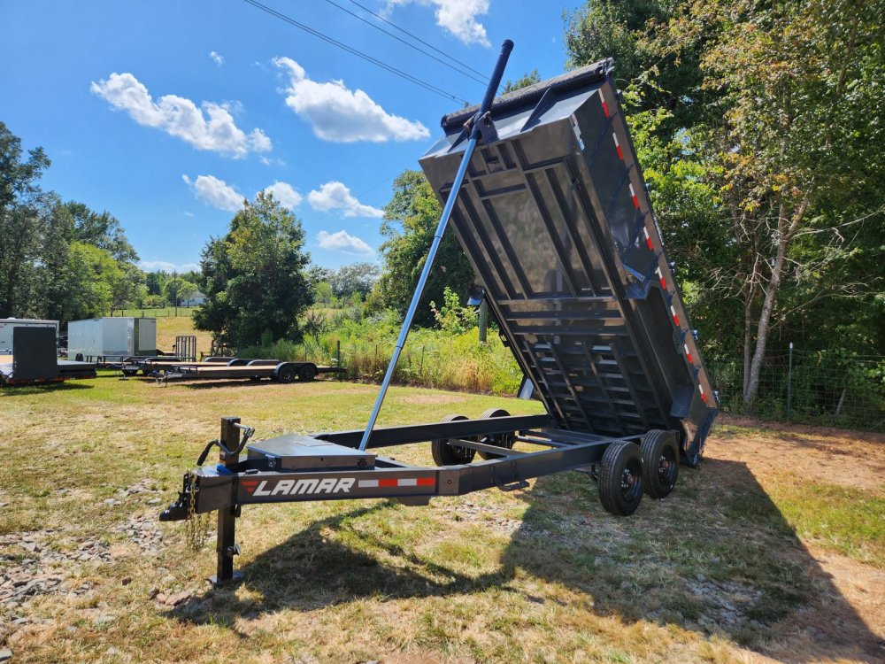 2026 Lamar 7X16 16K Telescopic Dump w/ 2 Batteries, Solar Charger and 36" Sides