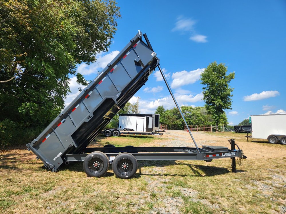 2026 Lamar 7X16 16K Telescopic Dump w/ 2 Batteries, Solar Charger and 36" Sides