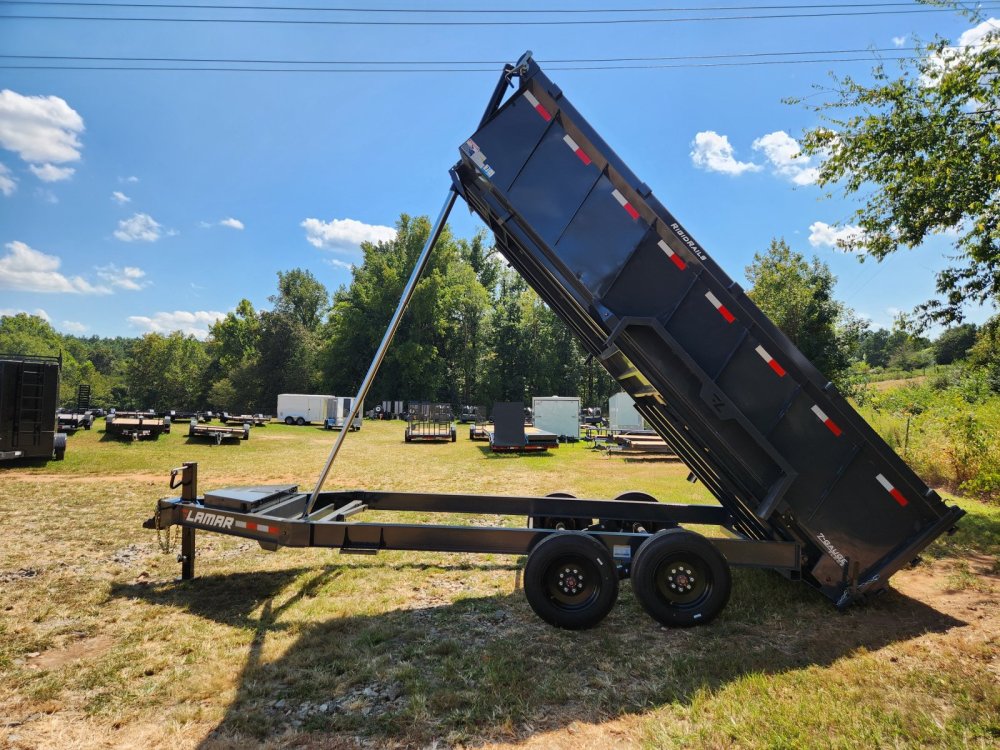 2026 Lamar 7X16 16K Telescopic Dump w/ 2 Batteries, Solar Charger and 36" Sides