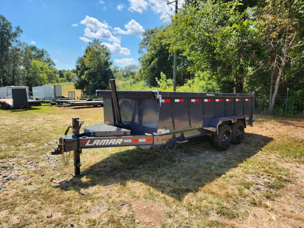 2026 Lamar 7X16 16K Telescopic Dump w/ 2 Batteries, Solar Charger and 36" Sides