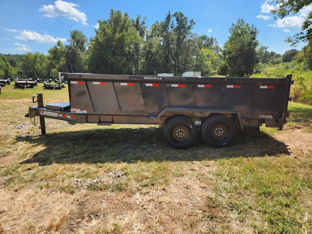 2026 Lamar 7X16 16K Telescopic Dump w/ 2 Batteries, Solar Charger and 36" Sides