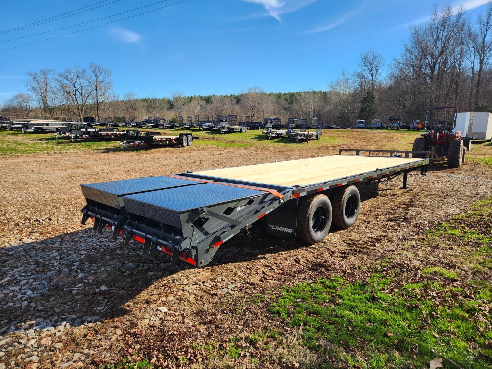 2026 Lamar 102x25 20k Deckover W/ D Rings, Winch Plate and Rhino Ramps