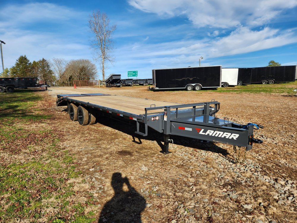 2026 Lamar 102x25 20k Deckover W/ D Rings, Winch Plate and Rhino Ramps