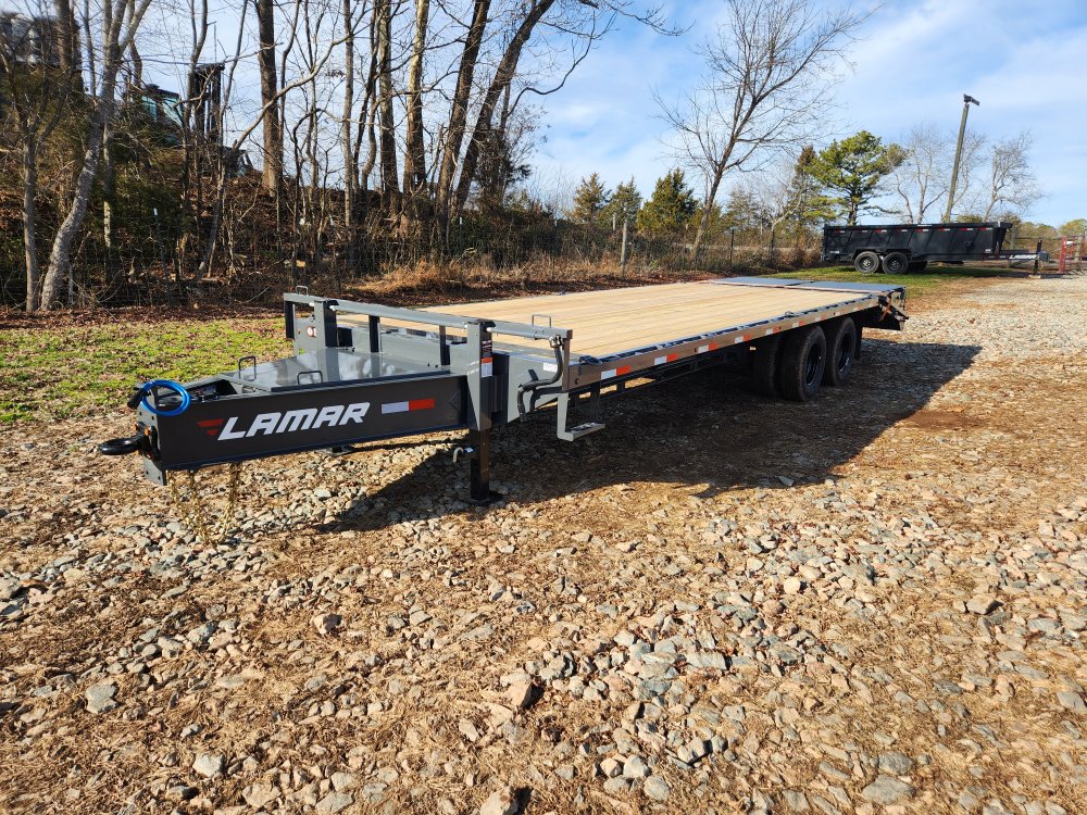 2026 Lamar 102x25 20k Deckover W/ D Rings, Winch Plate and Rhino Ramps