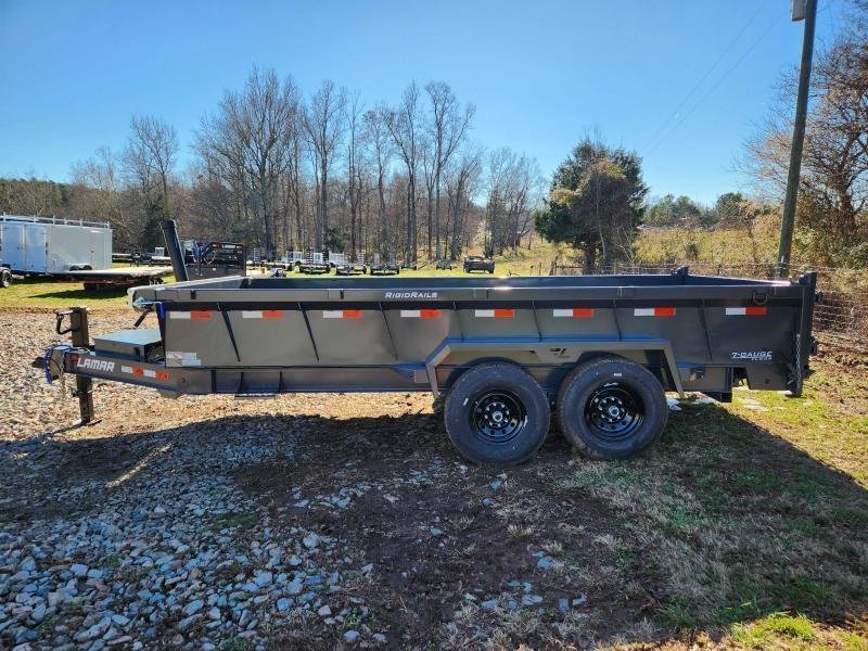2026 Lamar 7X16 14K Gooseneck Telescopic Dump w/ Upgraded Tires, Spare Tire and 24" Sides