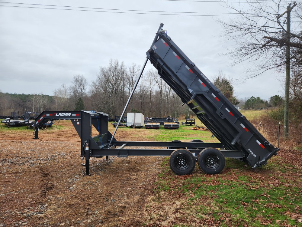 2026 Lamar 7X16 14K Gooseneck Telescopic Dump w/ Upgraded Tires, Spare Tire and 24" Sides