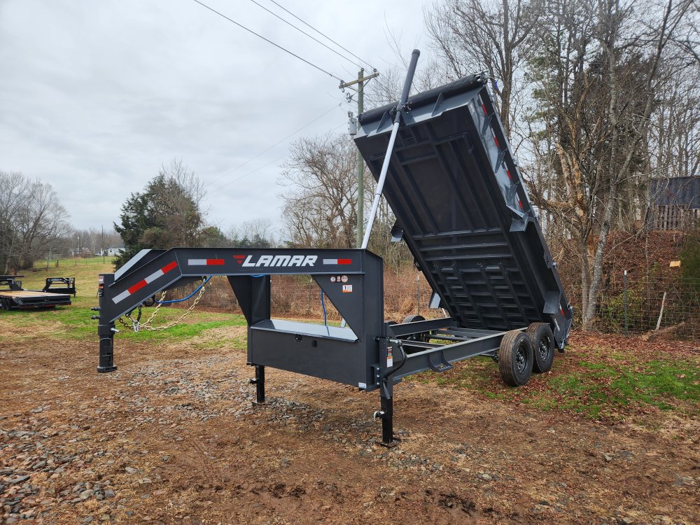 2026 Lamar 7X16 14K Gooseneck Telescopic Dump w/ Upgraded Tires, Spare Tire and 24" Sides