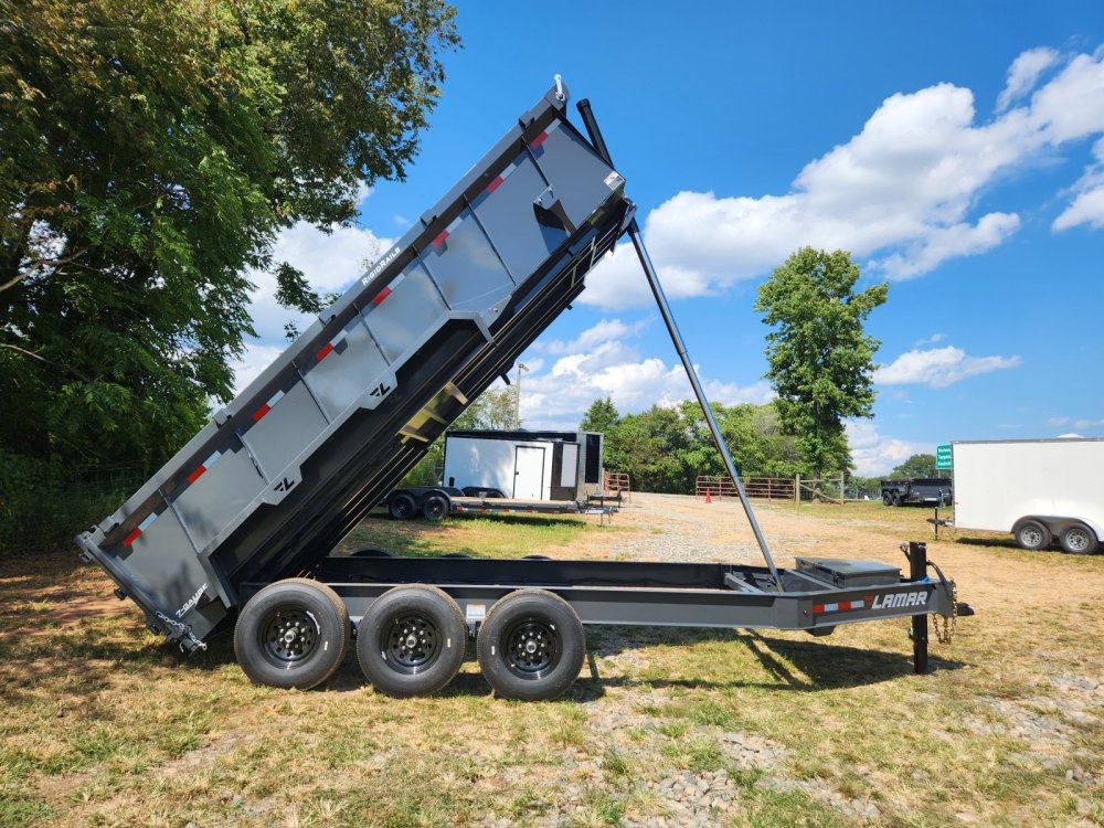 2026 Lamar Trailers 7x16 21k Telescopic Dump w/ Wireless Remote, Solar Charger, 2 Batteries and 36" 