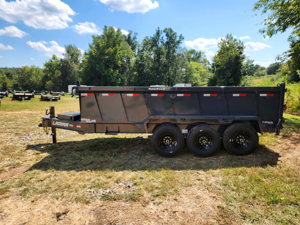 2026 Lamar Trailers 7x16 21k Telescopic Dump w/ Wireless Remote, Solar Charger, 2 Batteries and 36" 