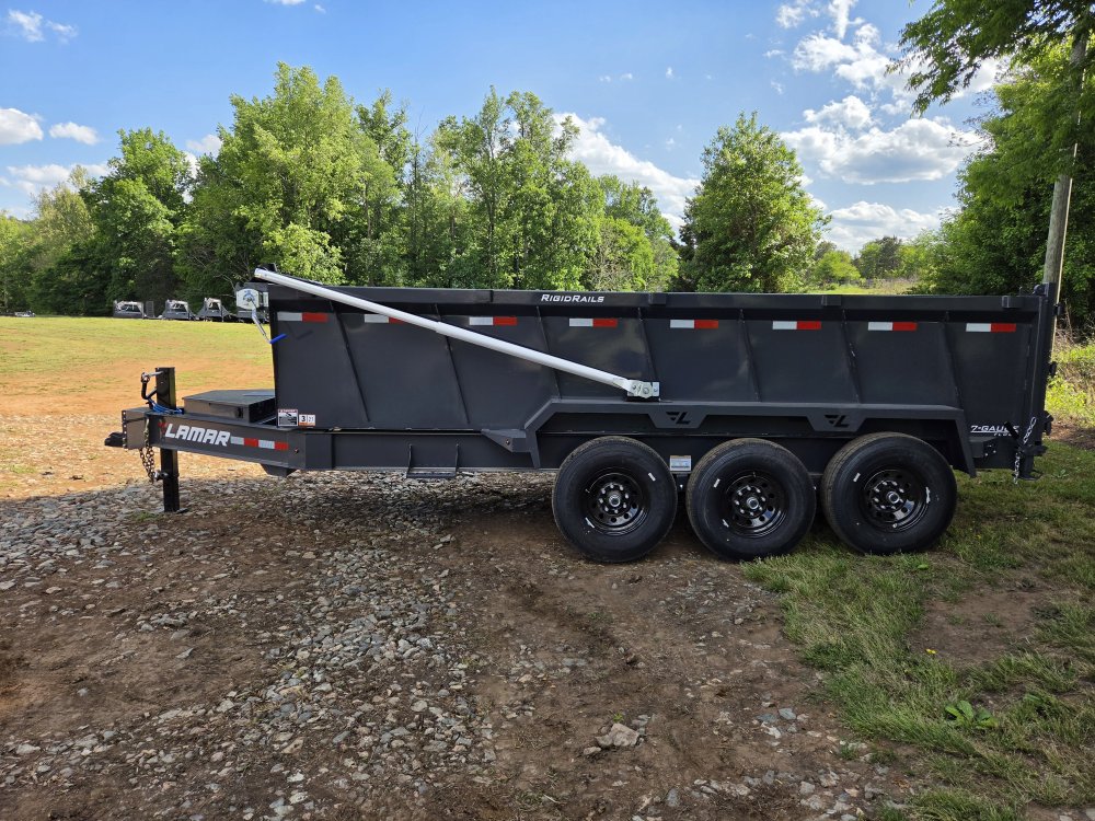 2026 Lamar Trailers 7x16 21k Telescopic Dump w/ Upgraded Tarp, Wireless Remote, Solar Charger, 2 Bat