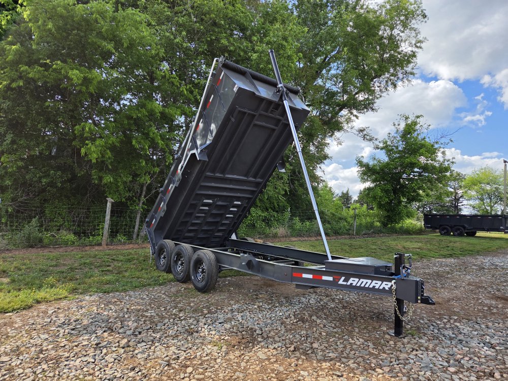 2026 Lamar Trailers 7x16 21k Telescopic Dump w/ Upgraded Tarp, Wireless Remote, Solar Charger, 2 Bat