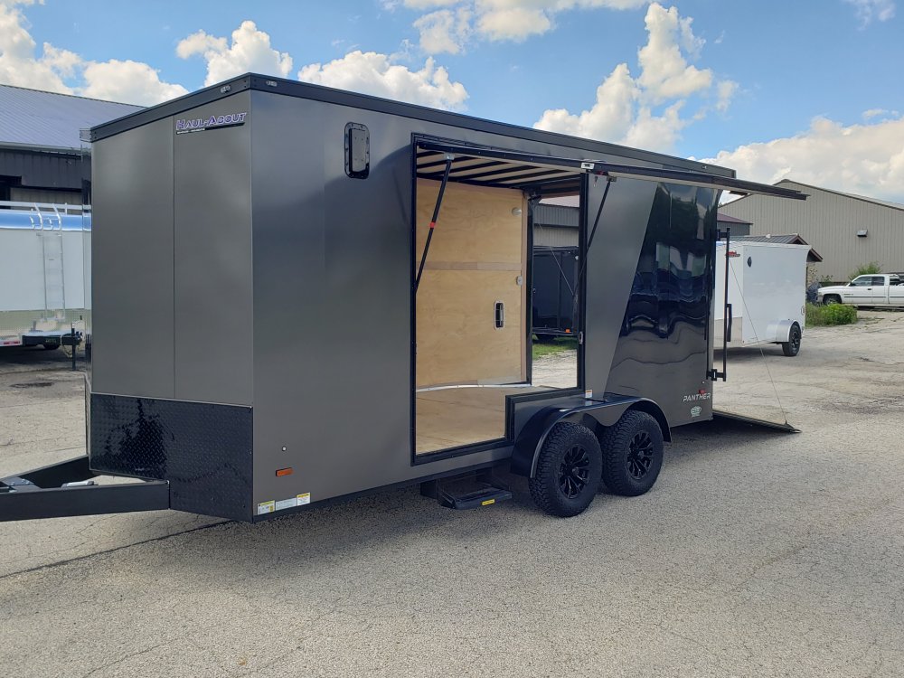 2026 Haul About Panther 7.5' x 16' + 1' V nose enclosed UTV ATV escape door trailer