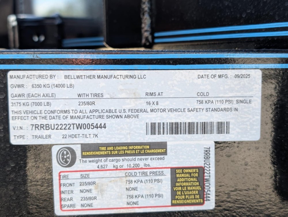 2026 Bellwether 83"X22' HDET 7K TILT