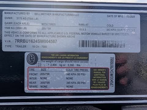 83"x16' Bellwether MFG