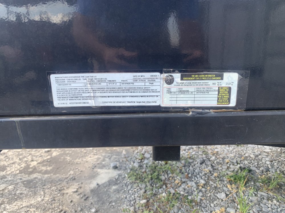2024 Load Trail 60" x 8' 3.5K Single Axle Urban Dump Trailer