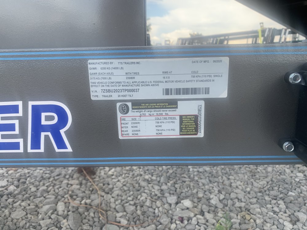 2026 Premier 20' 14K Heavy-Duty Hydraulic Tilt Equipment Trailer
