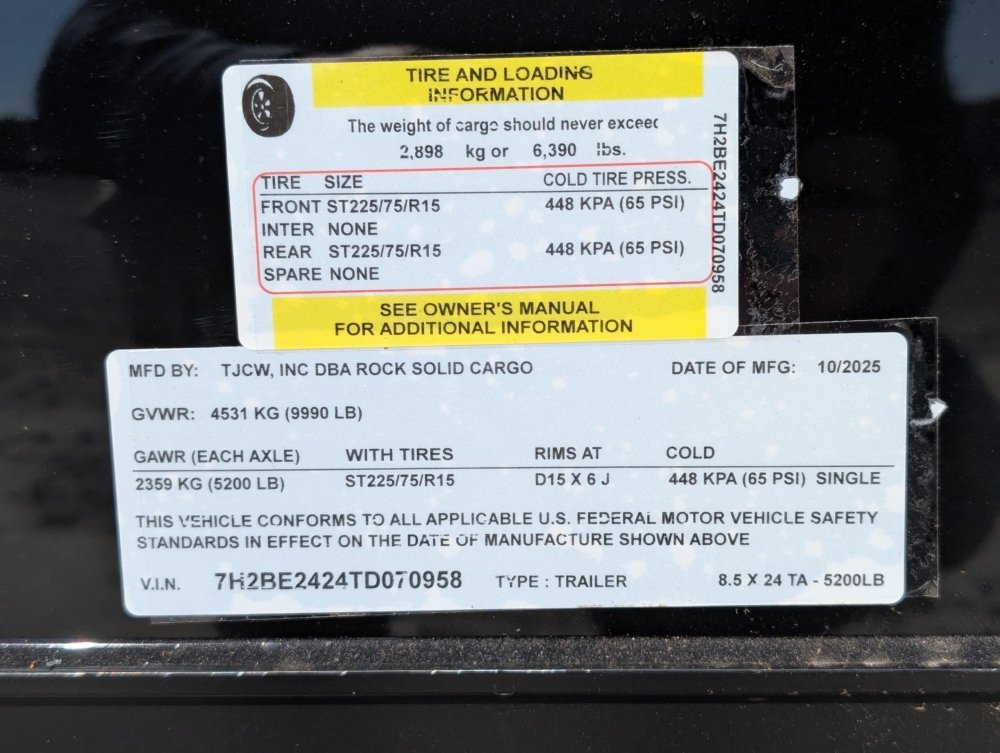 2026 Rock Solid Cargo 8.5'X24' TA 10K