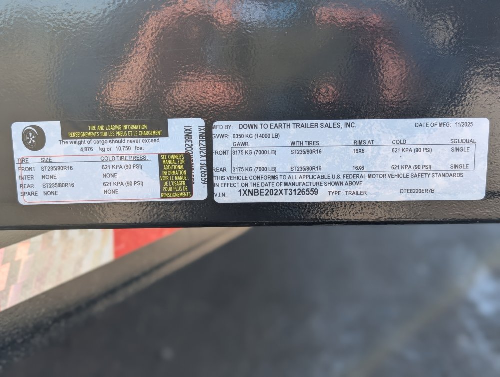 2026 Down 2 Earth 82"X20' TA EQ 14K