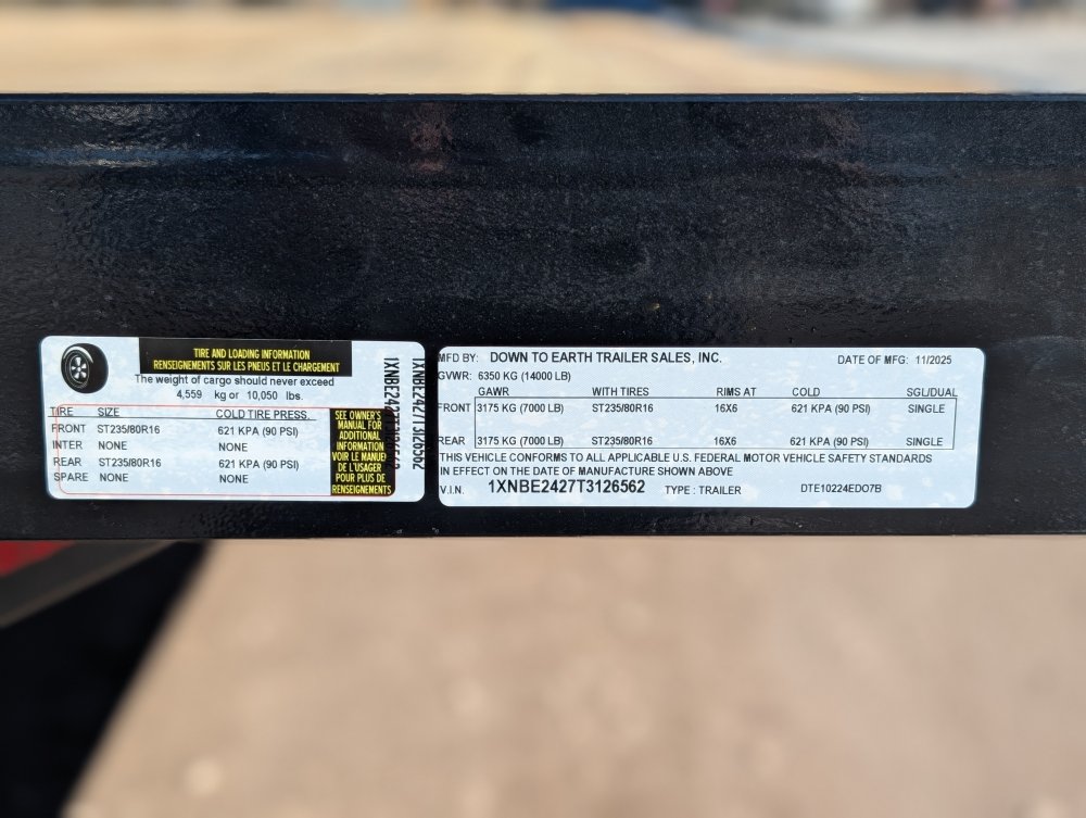 2026 Down 2 Earth 102"X24' TA EQ Driveover 14K