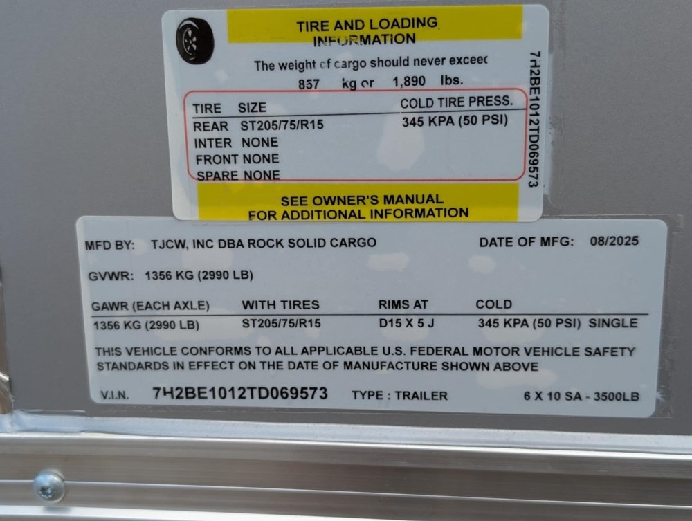 2026 Rock Solid Cargo 6'X10' SA 3.5K