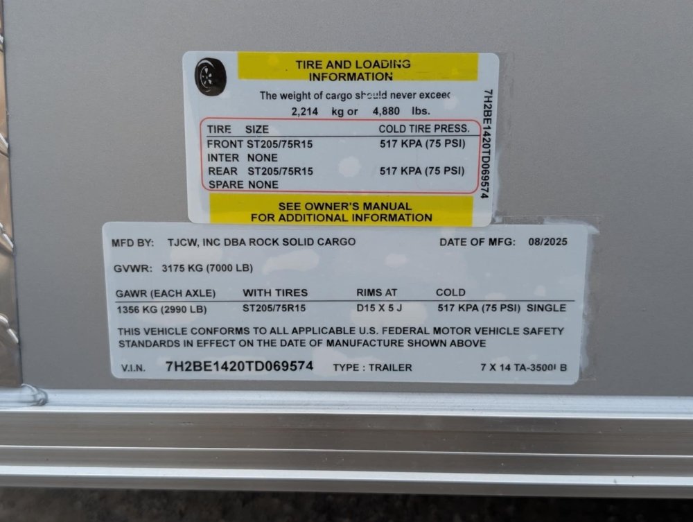 2026 Rock Solid Cargo 7'X14' TA 7K