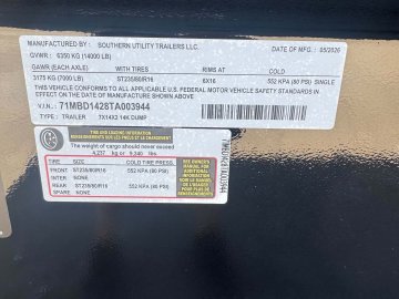 2026 Southern Utility 7X14 Dump Dump Trailer