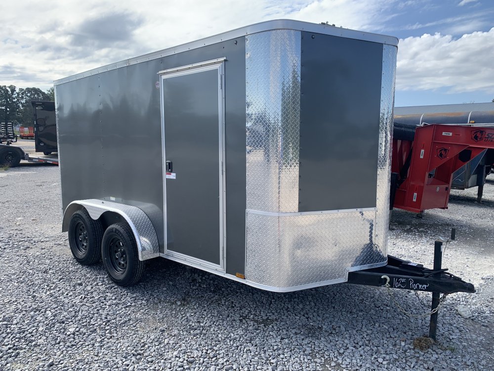 2025 Arising 7' x 12' 7K Tandem Axle Enclosed Cargo Trailer - Charcoal Gray - Ramp Door