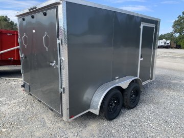 2025 Arising 7' x 12' 7K Tandem Axle Enclosed Cargo Trailer - Charcoal Gray - Ramp Door