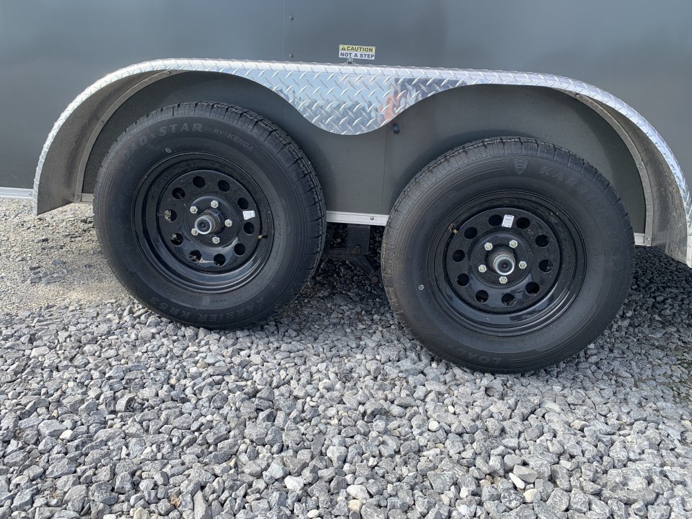 2025 Arising 7' x 12' 7K Tandem Axle Enclosed Cargo Trailer - Charcoal Gray - Ramp Door