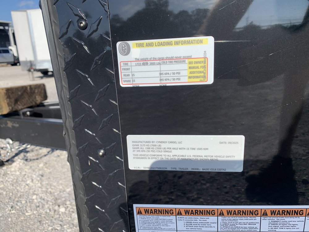 2026 Cynergy 8.5' x 20' 7K Tandem Axle Enclosed Cargo Trailer - Blackout - Ramp Door