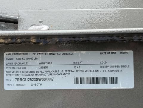 102"x25' Bellwether MFG Gooseneck