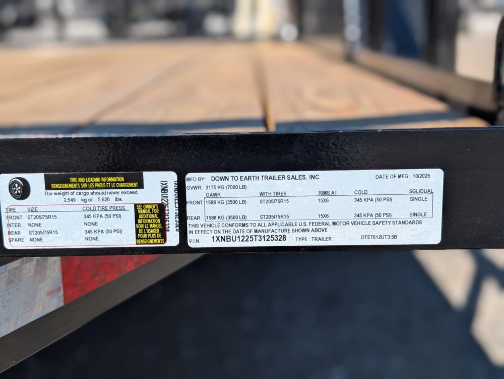 2026 Down 2 Earth 76"X12' TA Utility 7K