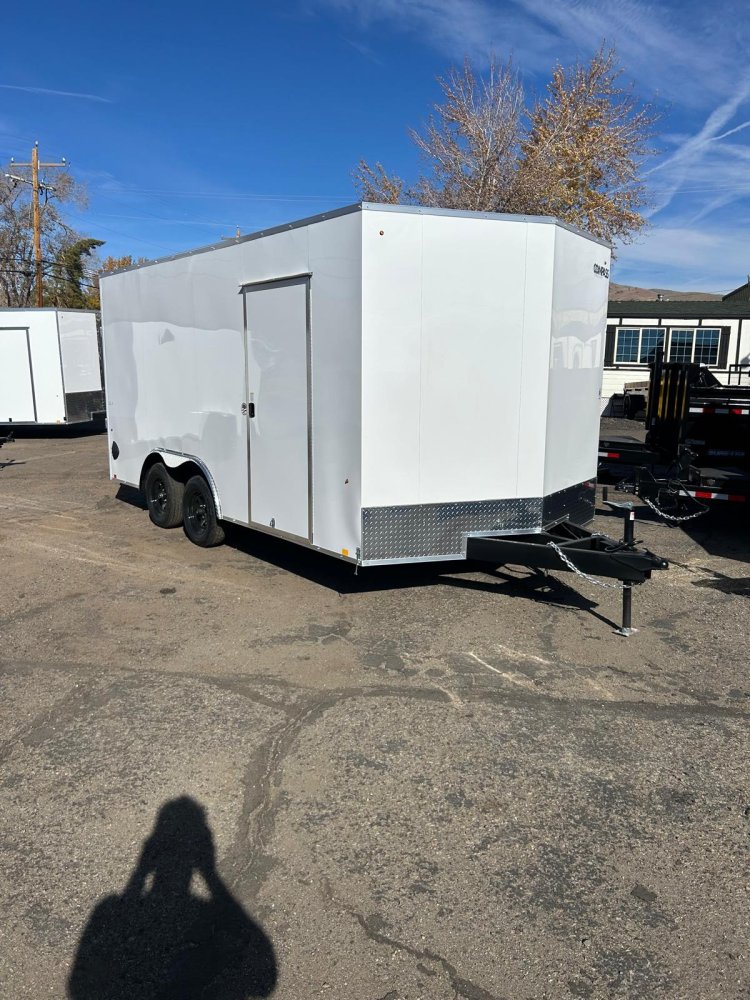 8.5x16 Indigo DLX Flat Top V-Nose Enclosed Cargo Trailer - White | D1 Trailers Carson City, NV