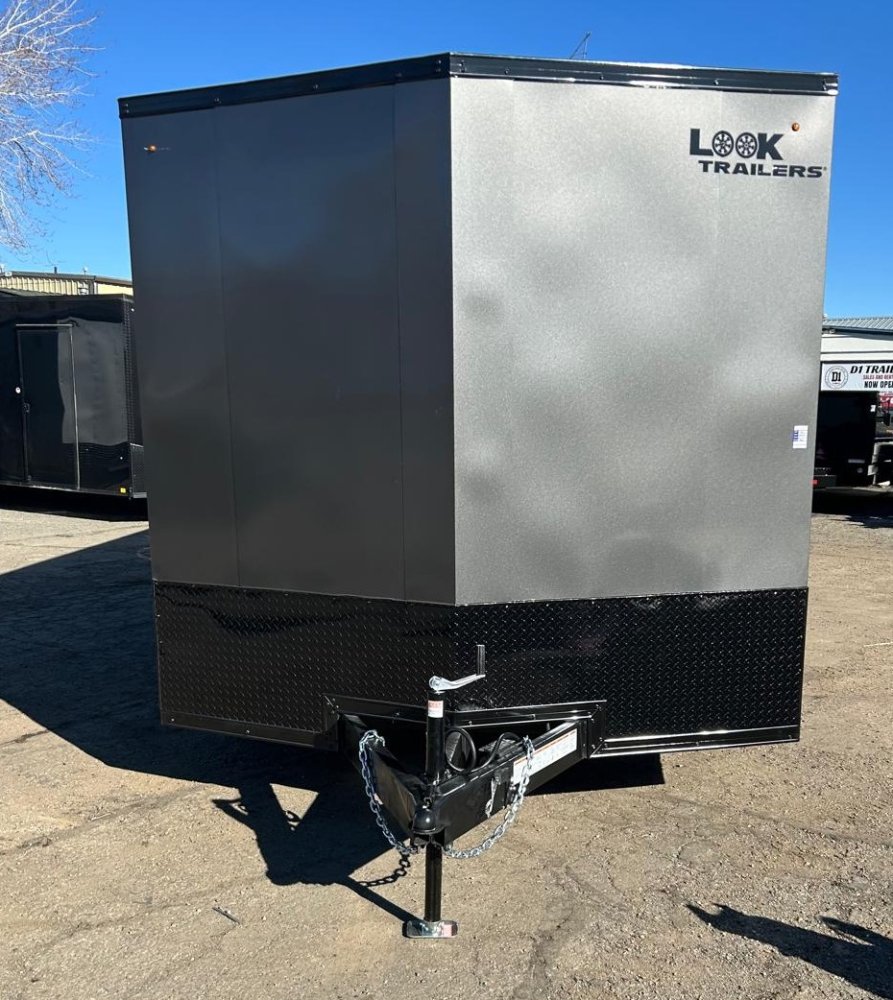 8.5x20 ST DLX Flat Top V-Nose Enclosed Car Hauler - Charcoal/Black Trim | D1 Trailers Carson City, N